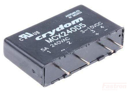 MCX240D5, Solid State Relay PCB Mount, 3-15VDC Control, 5 Amp, 12-280VAC Load MCX240D5, Solid State Relay PCB Mount, 3-15VDC Control, 5 Amp, 12-280VAC Load